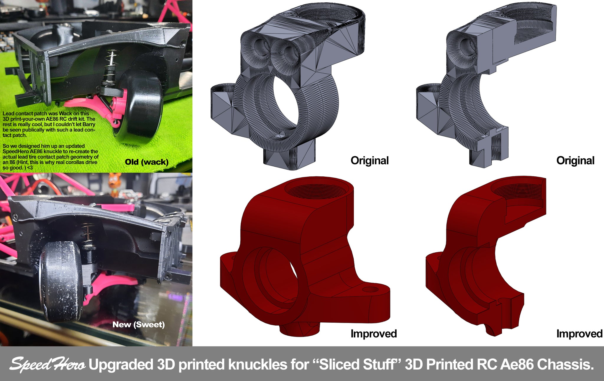 SpeedHero 3D Printed RC Knuckle Upgrade